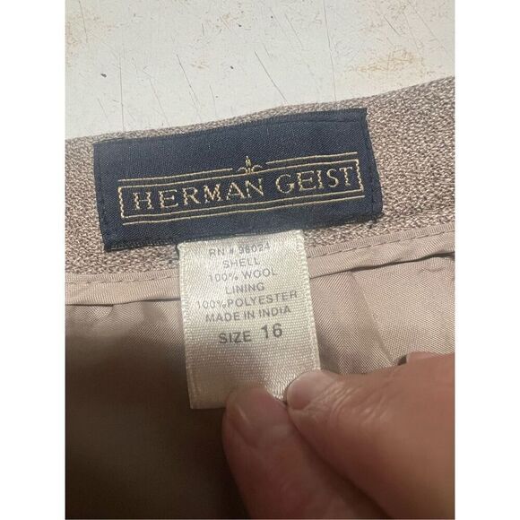 Herman Geist Womans Pleated Lined Roll up Wool Pants Tan Sz 16 NWT - Picture 3 of 8